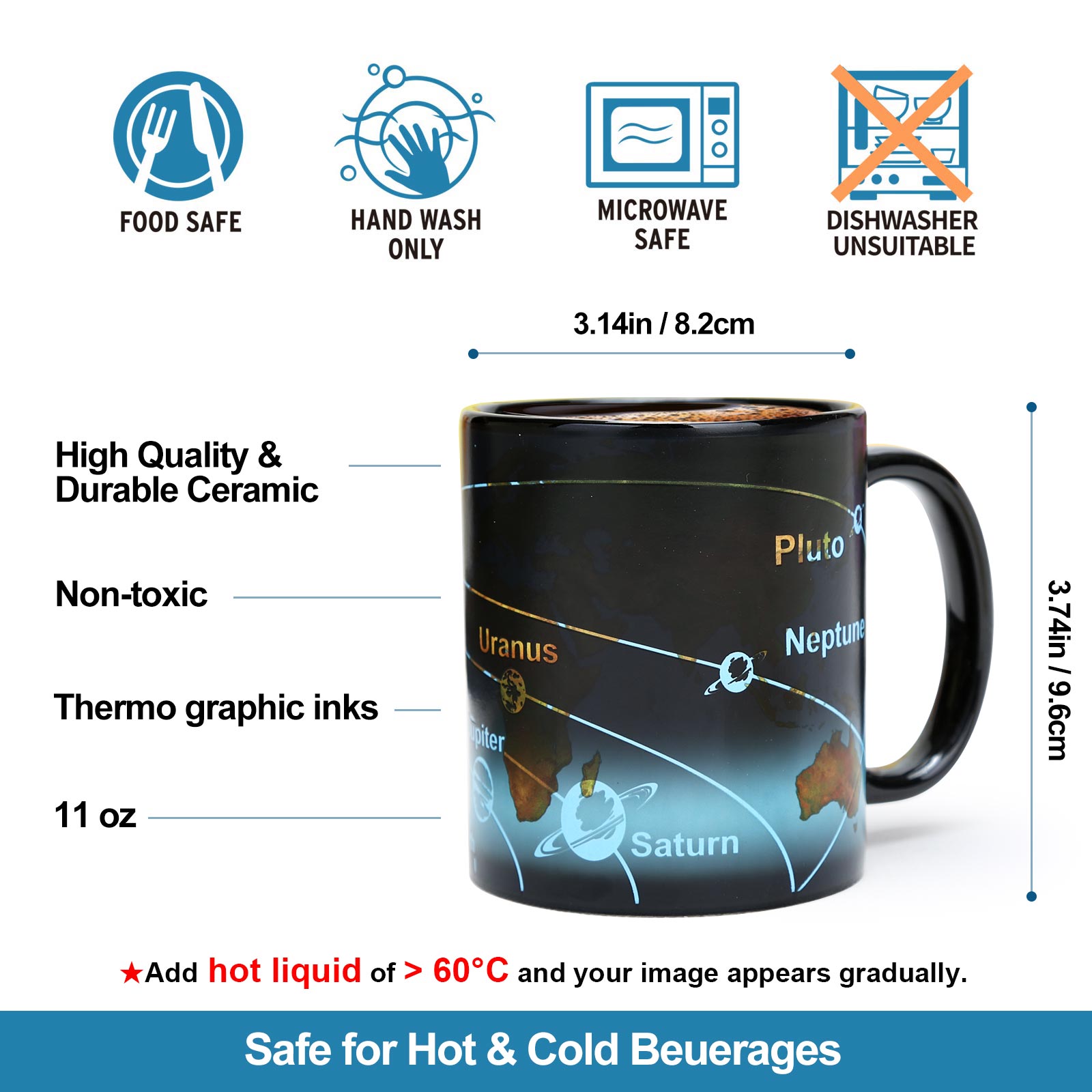 Solar System-Earth Color Changing Mug Magic Mug.