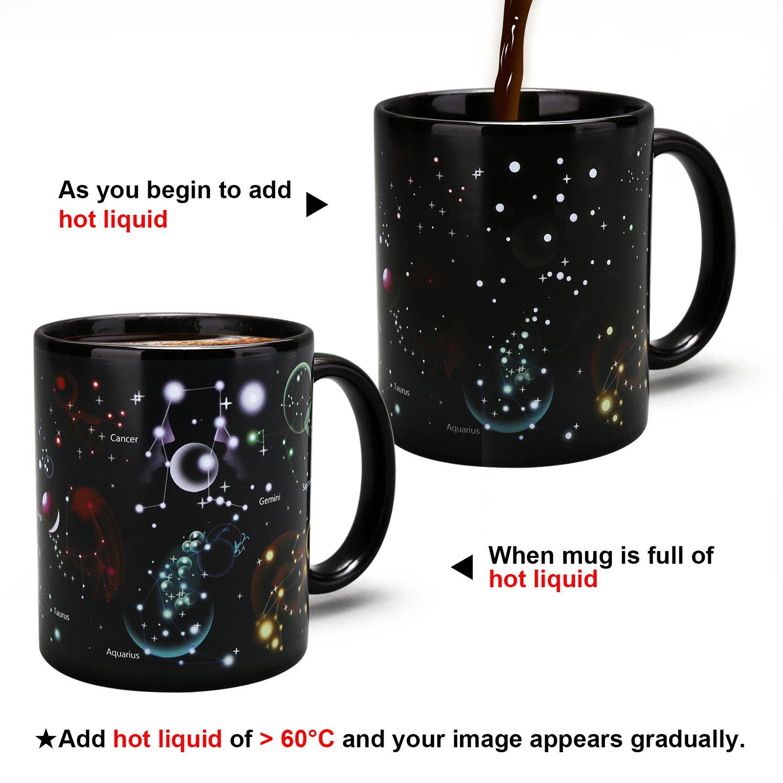 Starry Sky - 12 Constellations B，Color Changing Mug Magic Mug.