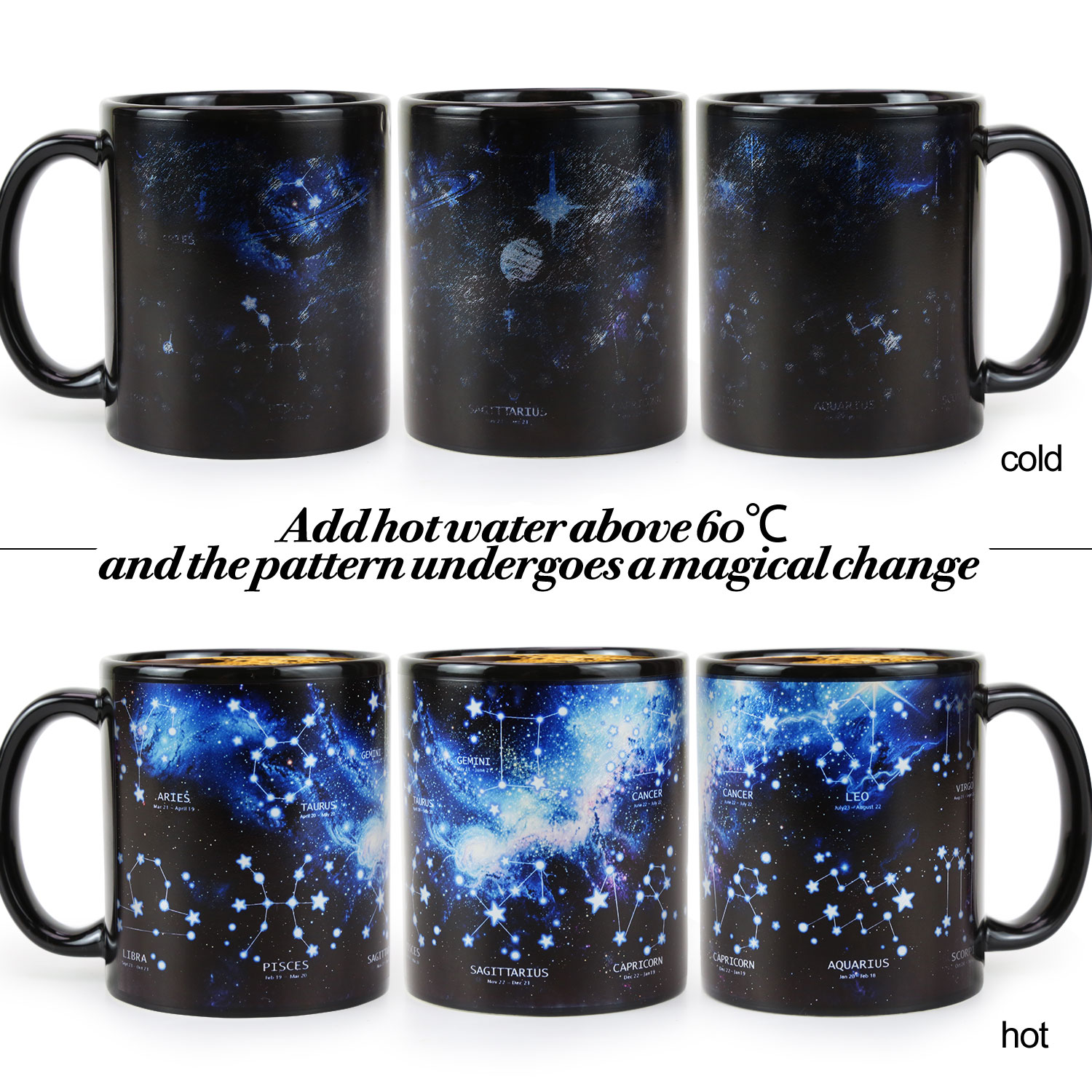 Starry Sky - 12 Constellations C，Color Changing Mug Magic Mug.