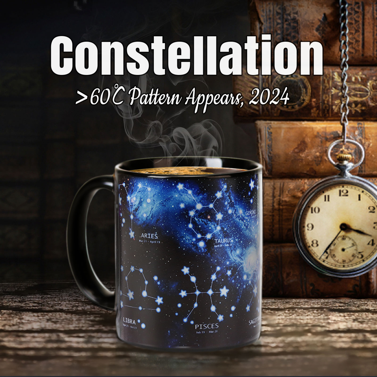 Starry Sky - 12 Constellations C，Color Changing Mug Magic Mug.