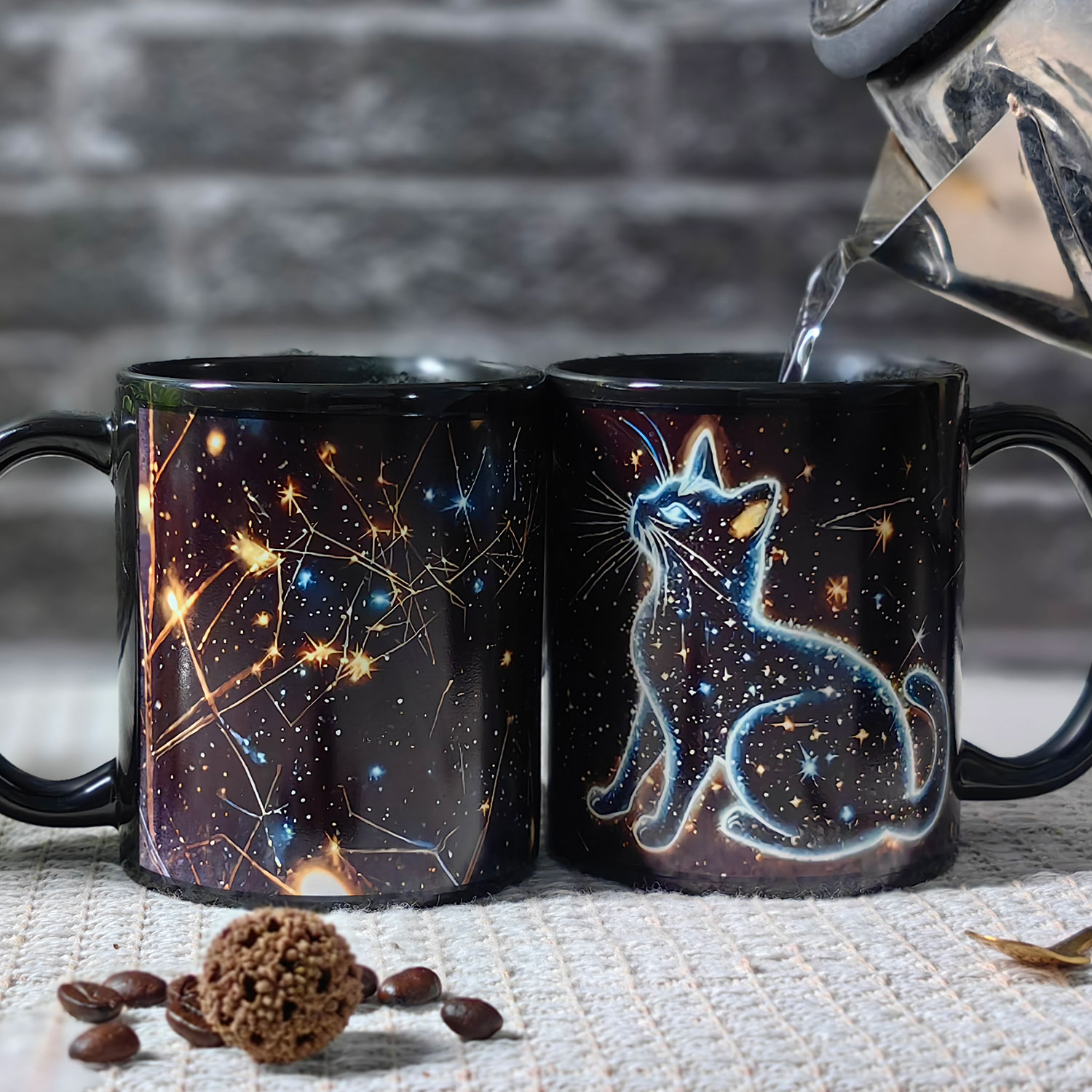 Starry Cat B，animal Color Changing Mug Magic Mug.