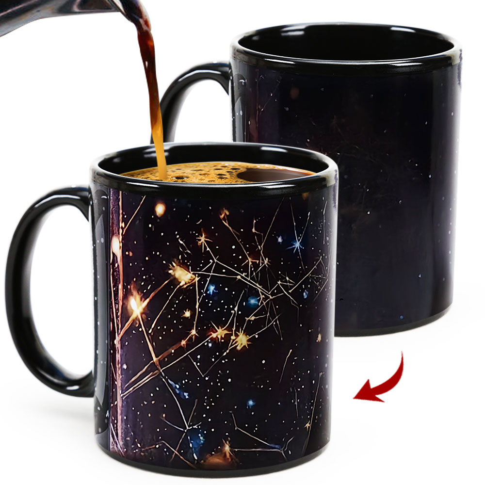 Starry Cat B，animal Color Changing Mug Magic Mug.
