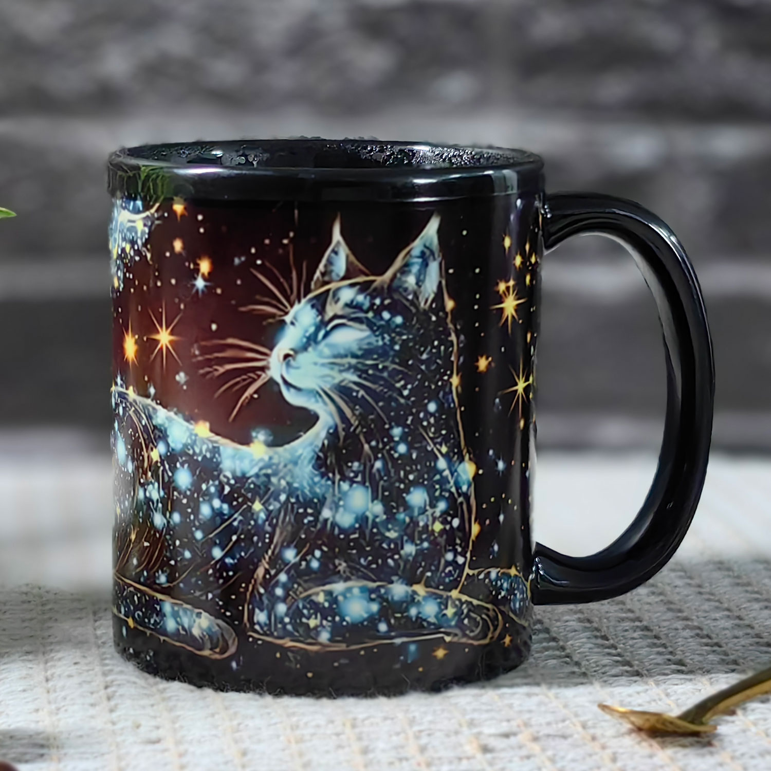 Starry Cat A，animal Color Changing Mug Magic Mug.