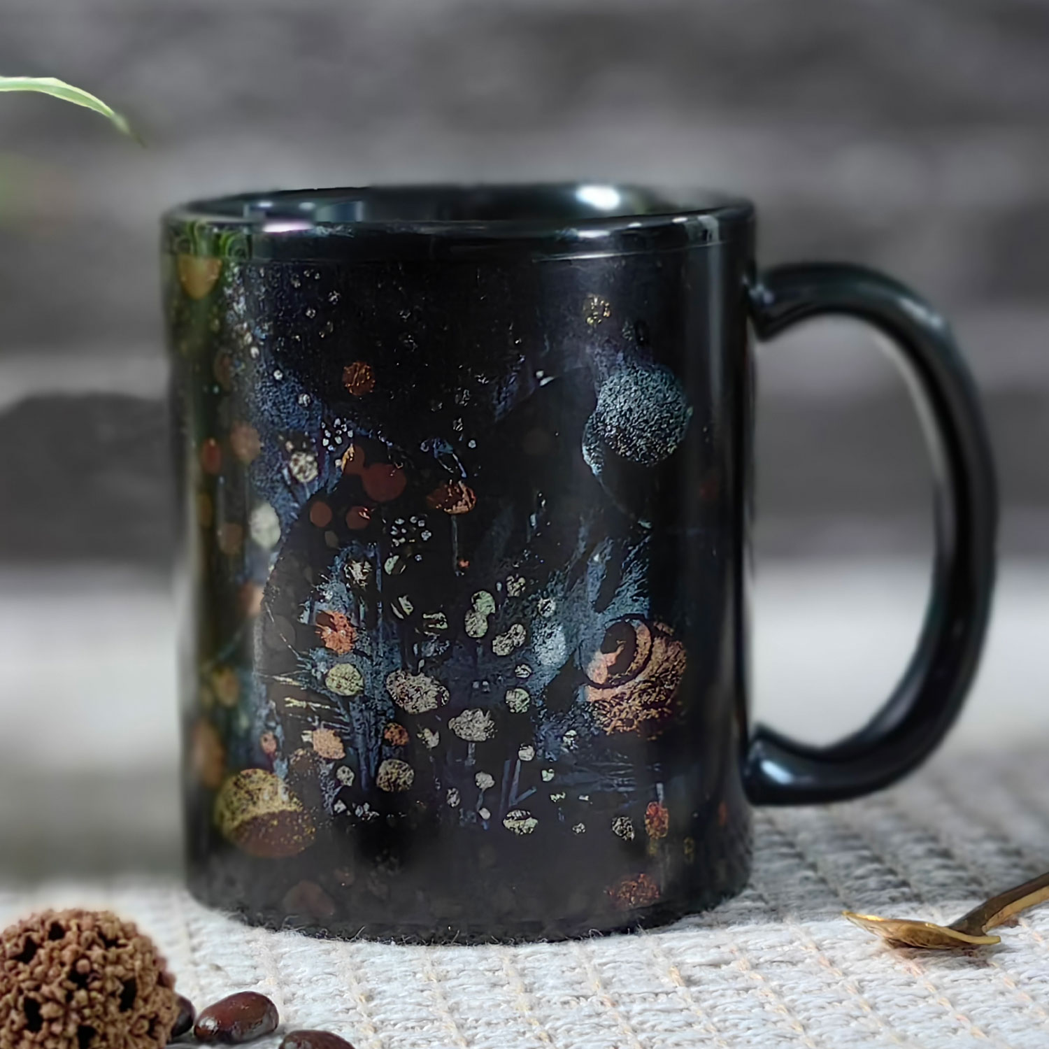 Mushroom Black Cat，animal Color Changing Mug Magic Mug.