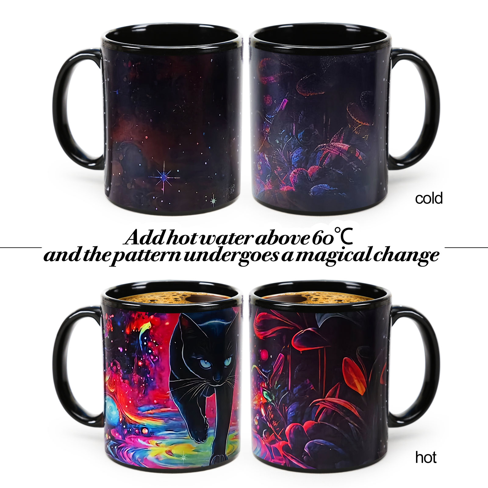 Hell Black Cat，animal Color Changing Mug Magic Mug.