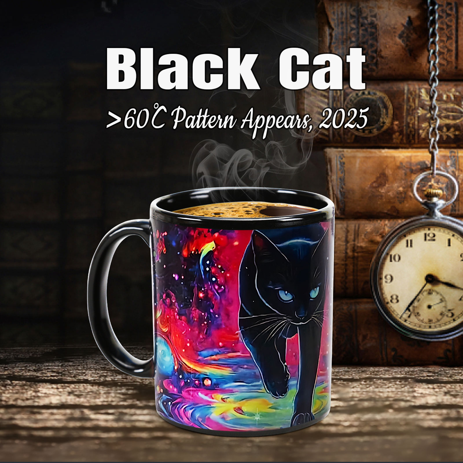 Hell Black Cat，animal Color Changing Mug Magic Mug.