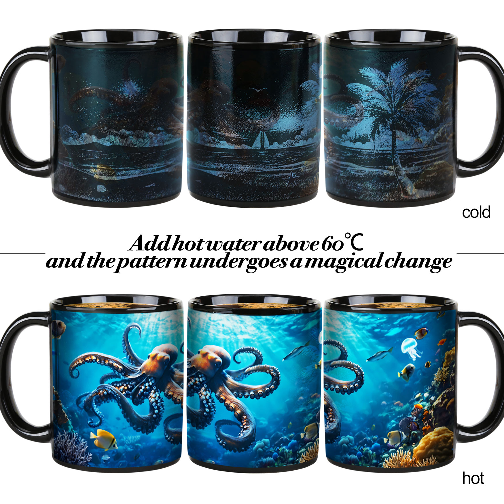 Seaside - Octopus，Ocean Color Changing Mug Magic Mug.