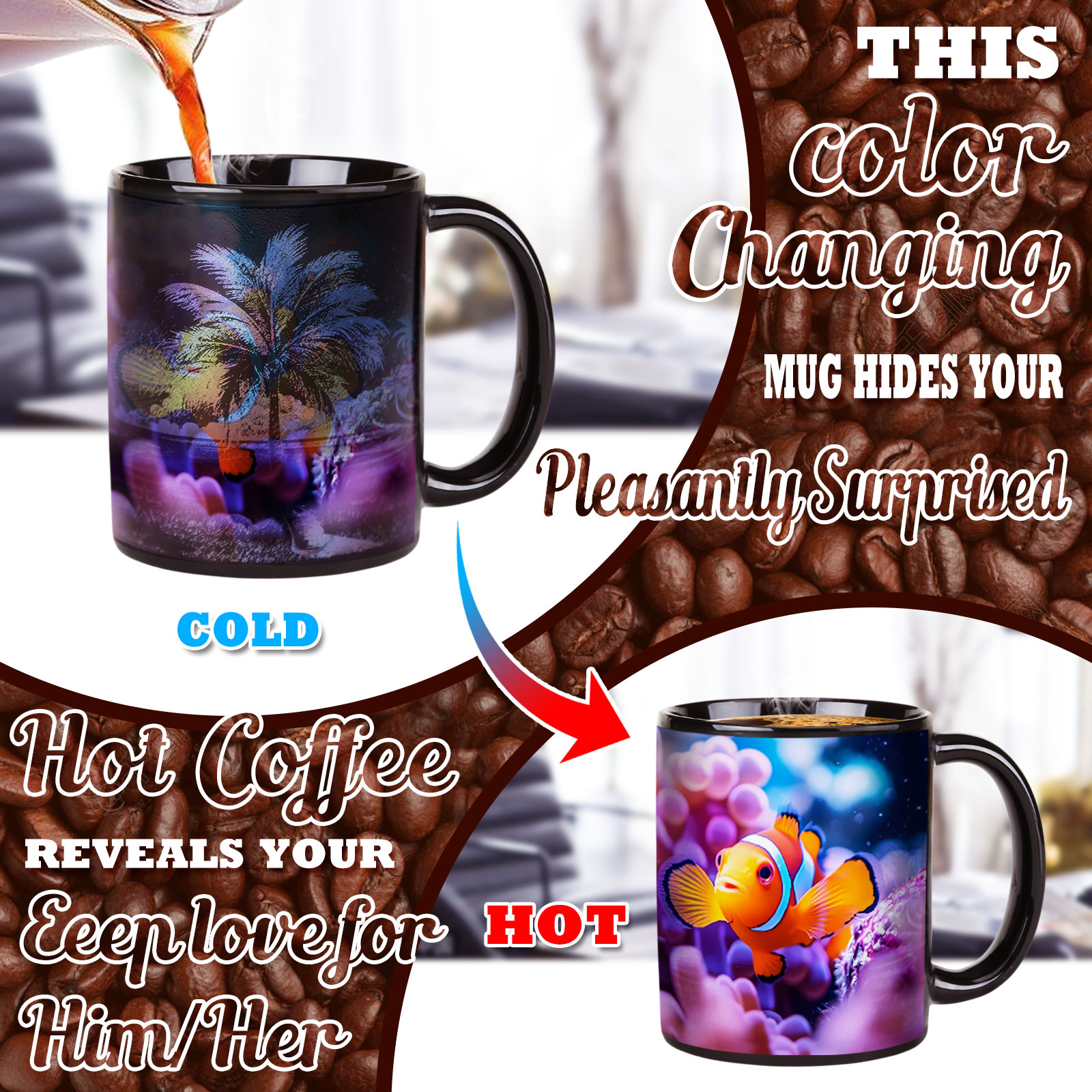 Seaside - Clown Fish，Ocean Color Changing Mug Magic Mug.