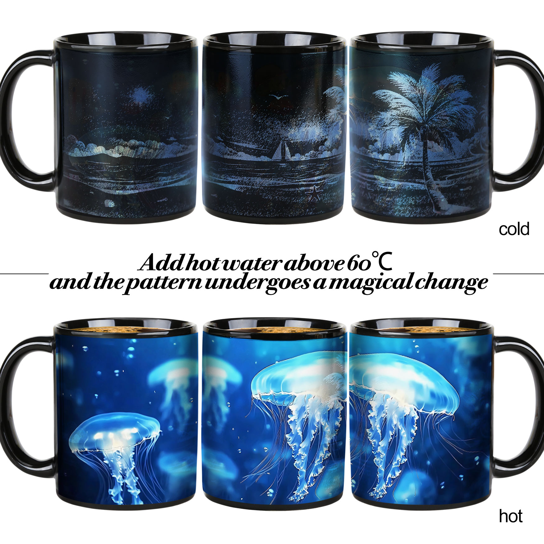 Seaside - Jellyfish，Ocean Color Changing Mug Magic Mug.