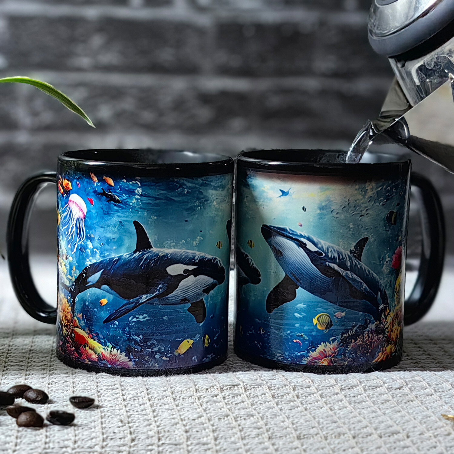  Seaside - Whale，Ocean Color Changing Mug Magic Mug.