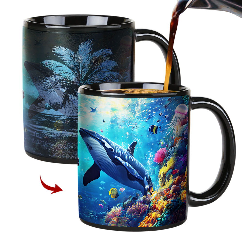  Seaside - Whale，Ocean Color Changing Mug Magic Mug.