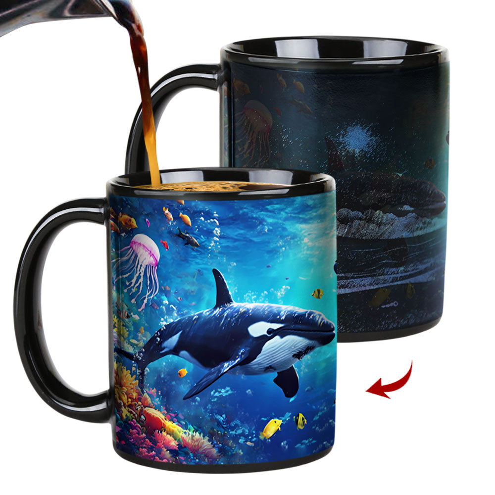  Seaside - Whale，Ocean Color Changing Mug Magic Mug.