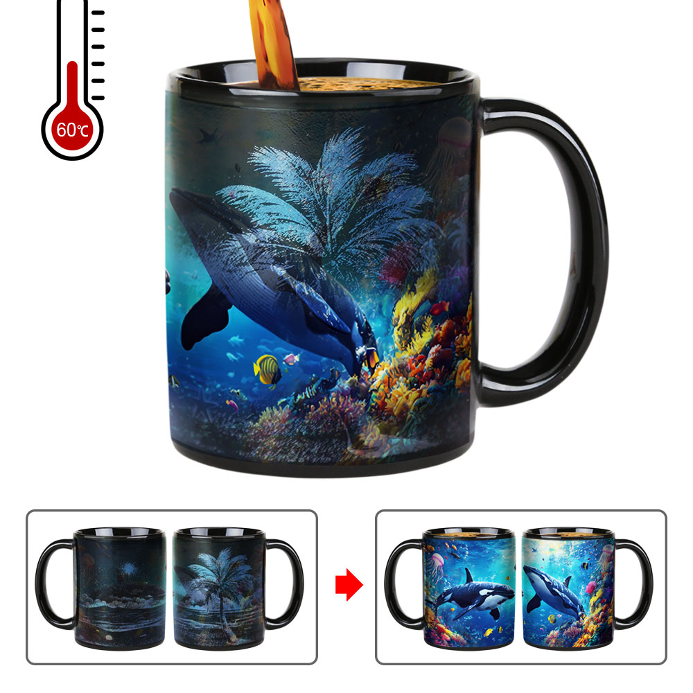  Seaside - Whale，Ocean Color Changing Mug Magic Mug.