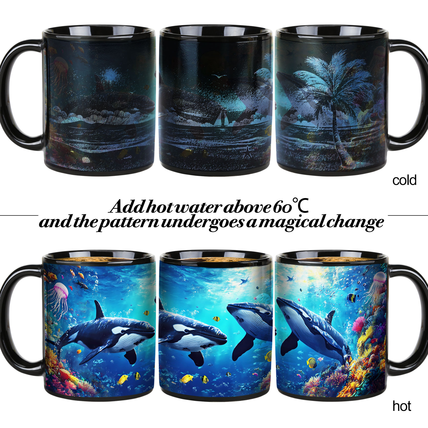  Seaside - Whale，Ocean Color Changing Mug Magic Mug.