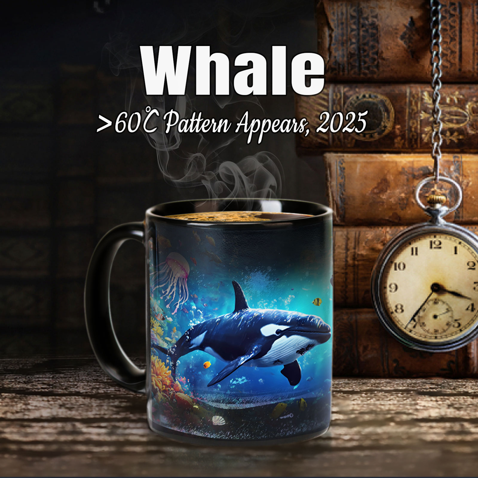  Seaside - Whale，Ocean Color Changing Mug Magic Mug.