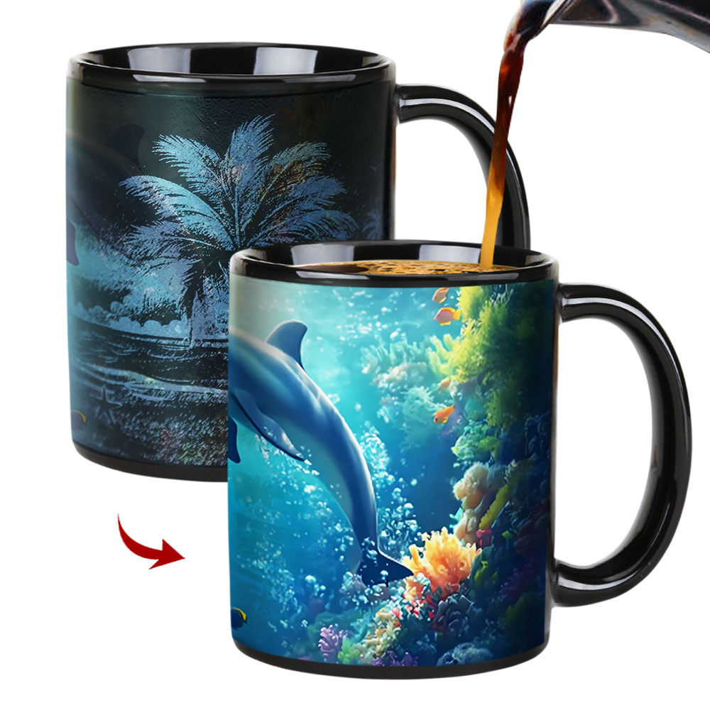 Seaside - Dolphin，Ocean Color Changing Mug Magic Mug.
