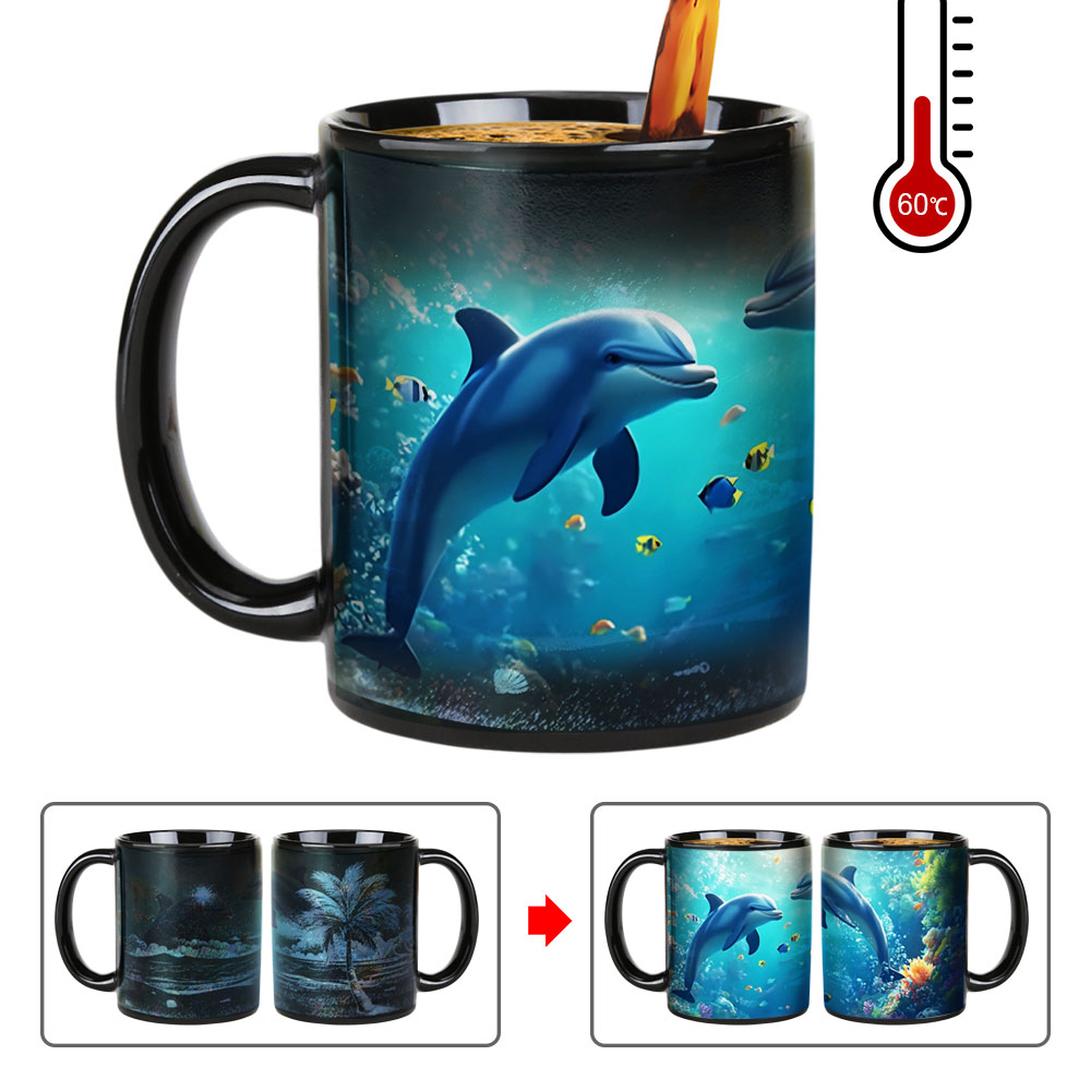 Seaside - Dolphin，Ocean Color Changing Mug Magic Mug.