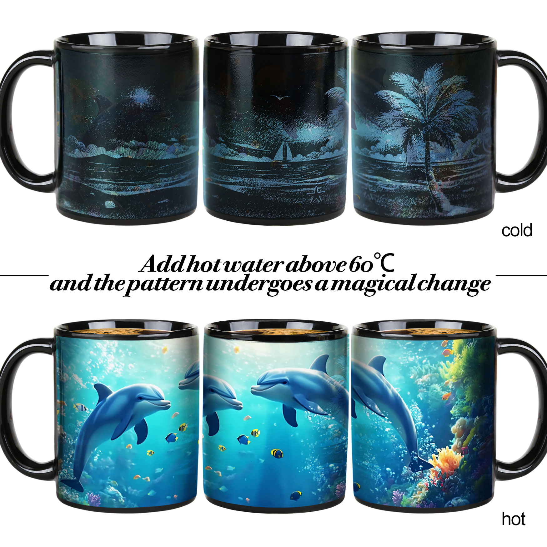 Seaside - Dolphin，Ocean Color Changing Mug Magic Mug.