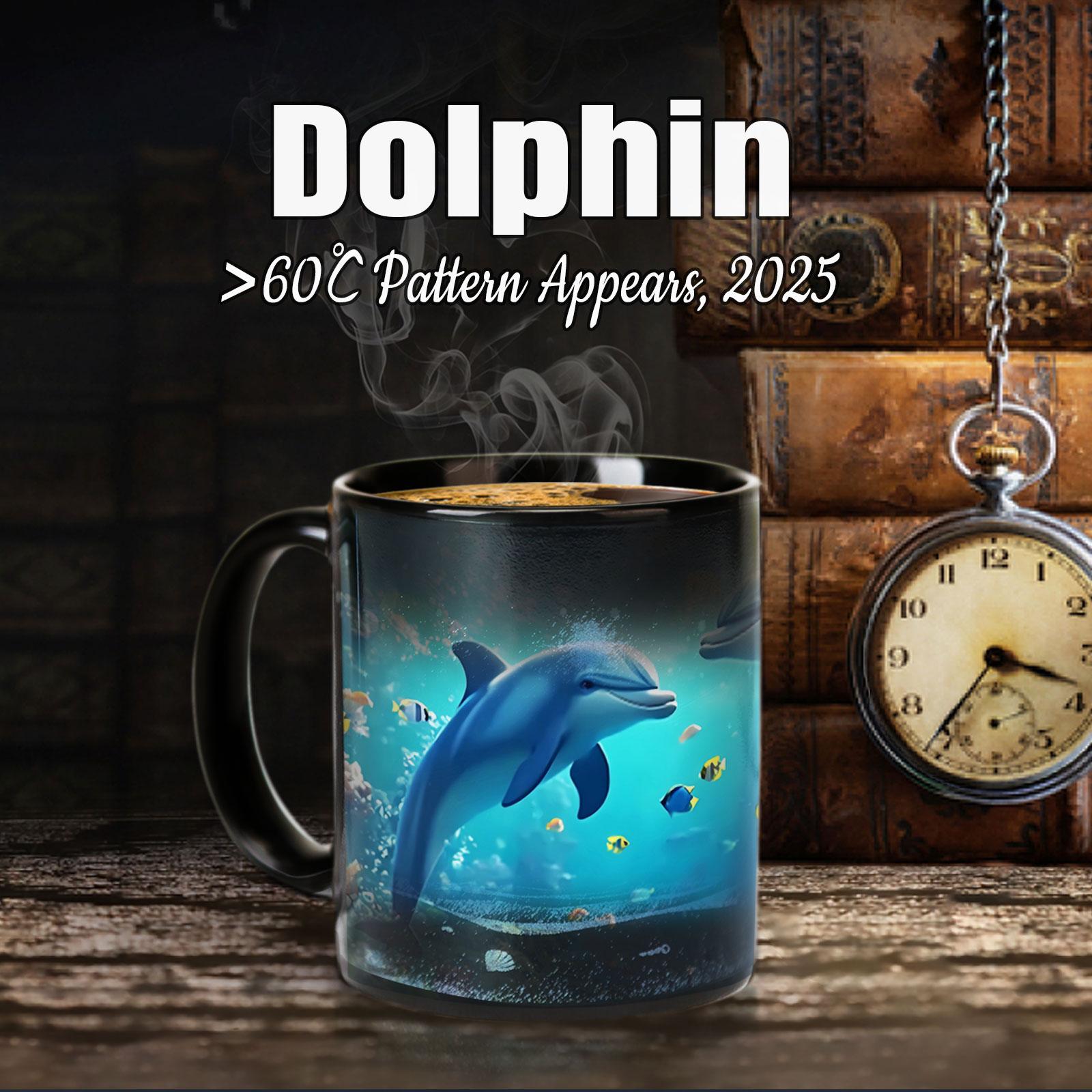 Seaside - Dolphin，Ocean Color Changing Mug Magic Mug.