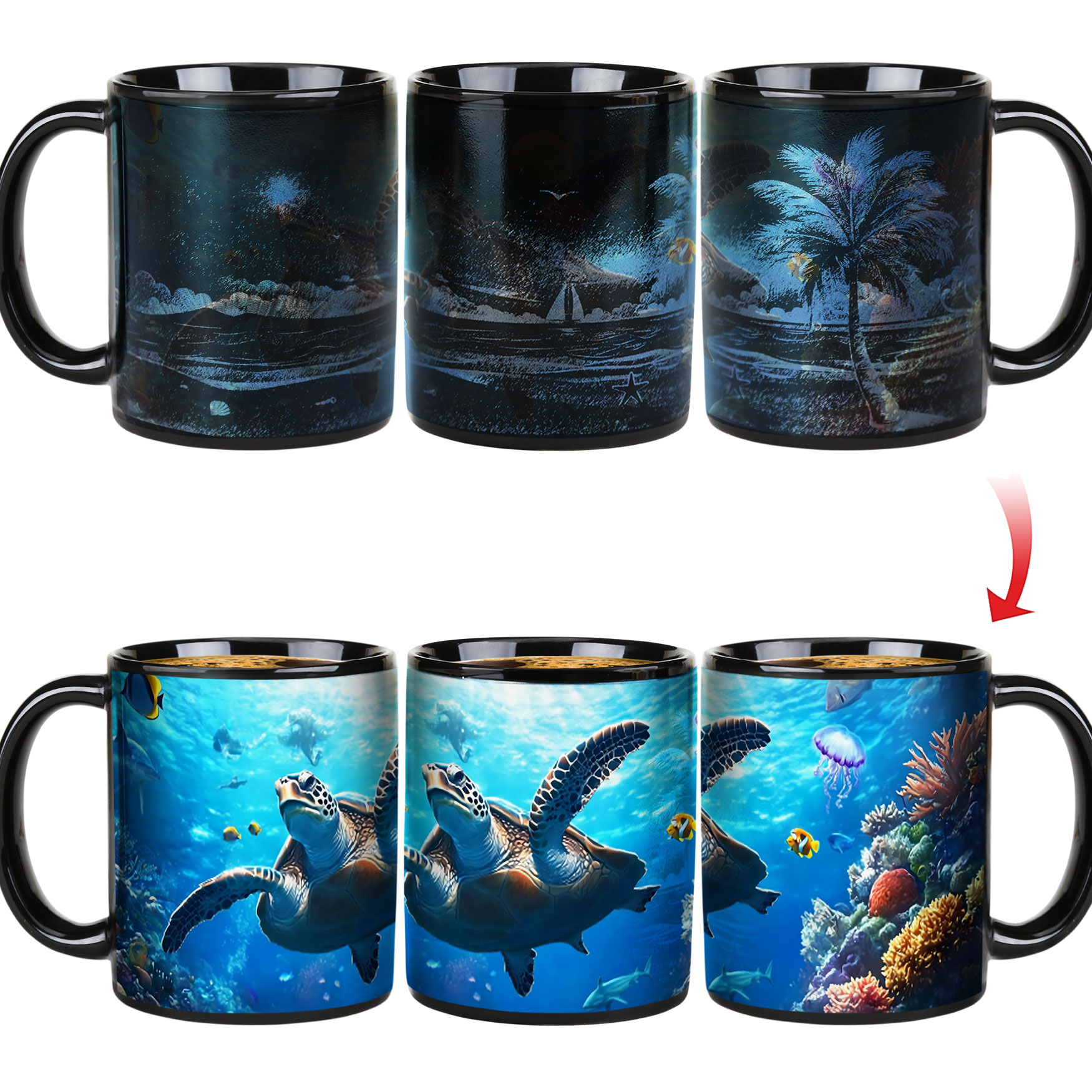Seaside - Sea Turtle，Ocean Color Changing Mug Magic Mug.