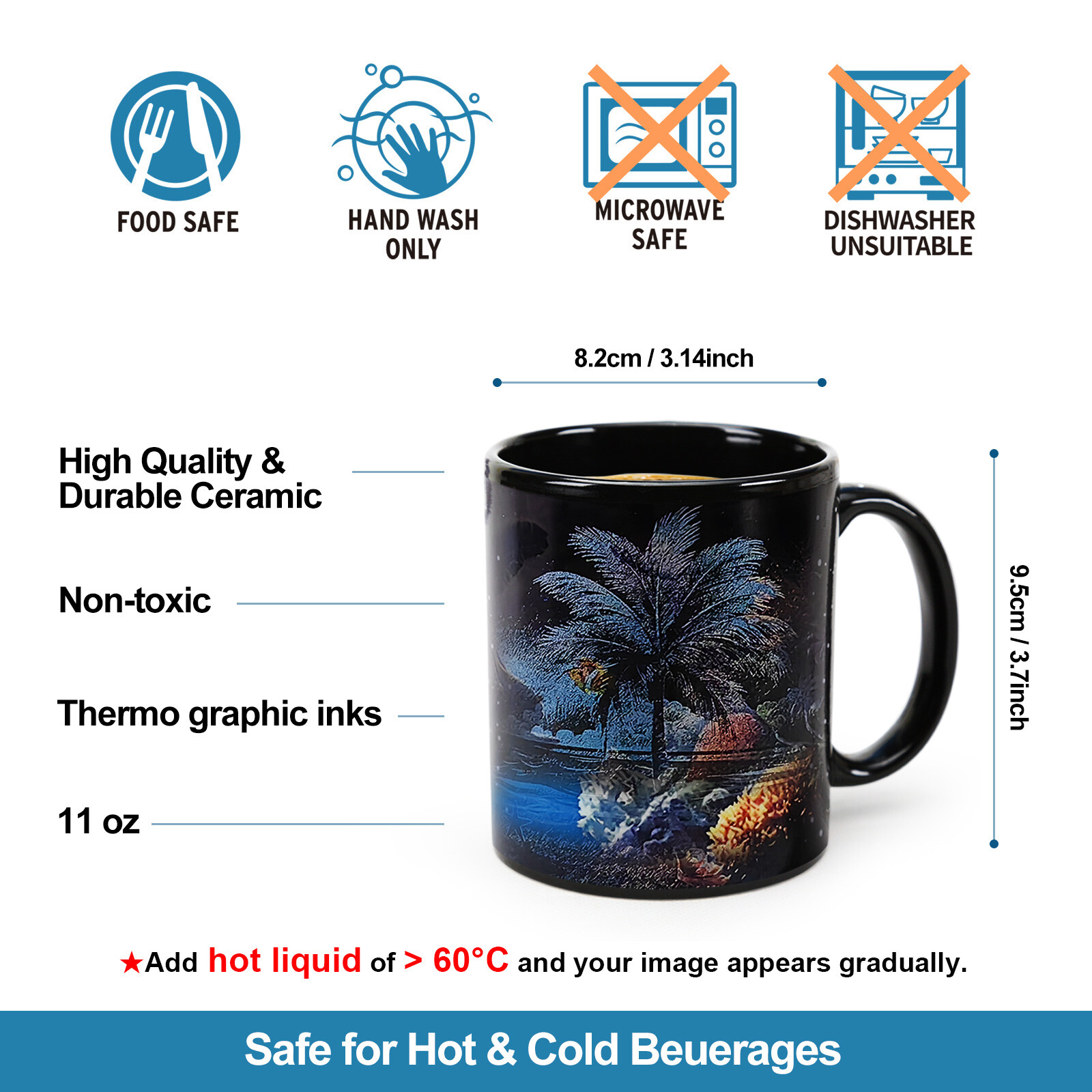 Seaside - Sea Turtle，Ocean Color Changing Mug Magic Mug.