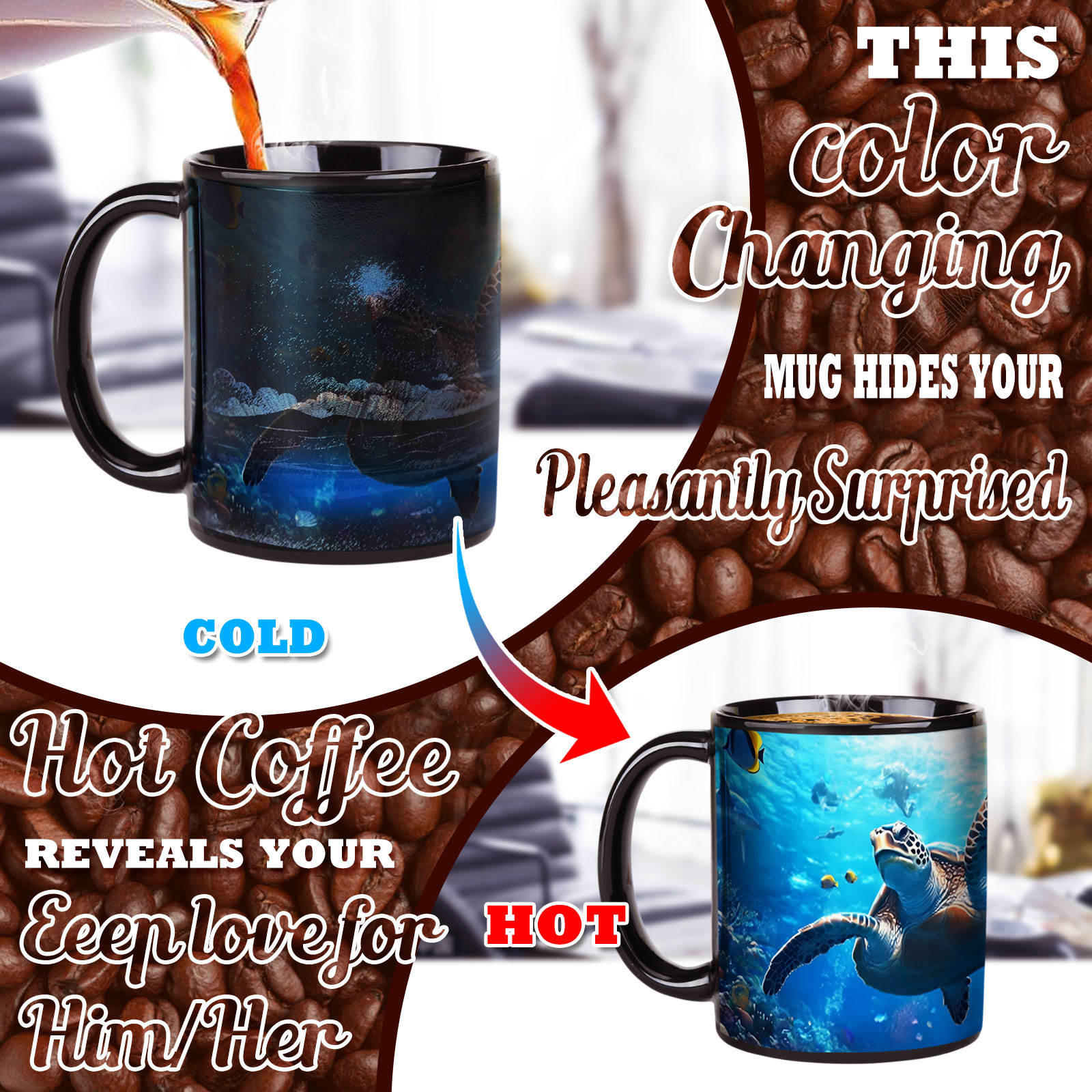 Seaside - Sea Turtle，Ocean Color Changing Mug Magic Mug.