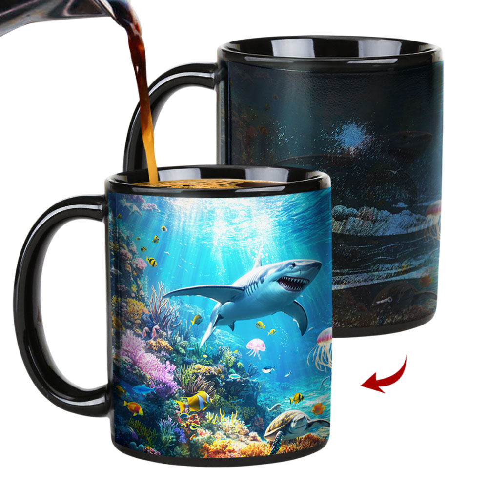  Seaside - Submarine shark，Ocean Color Changing Mug Magic Mug.