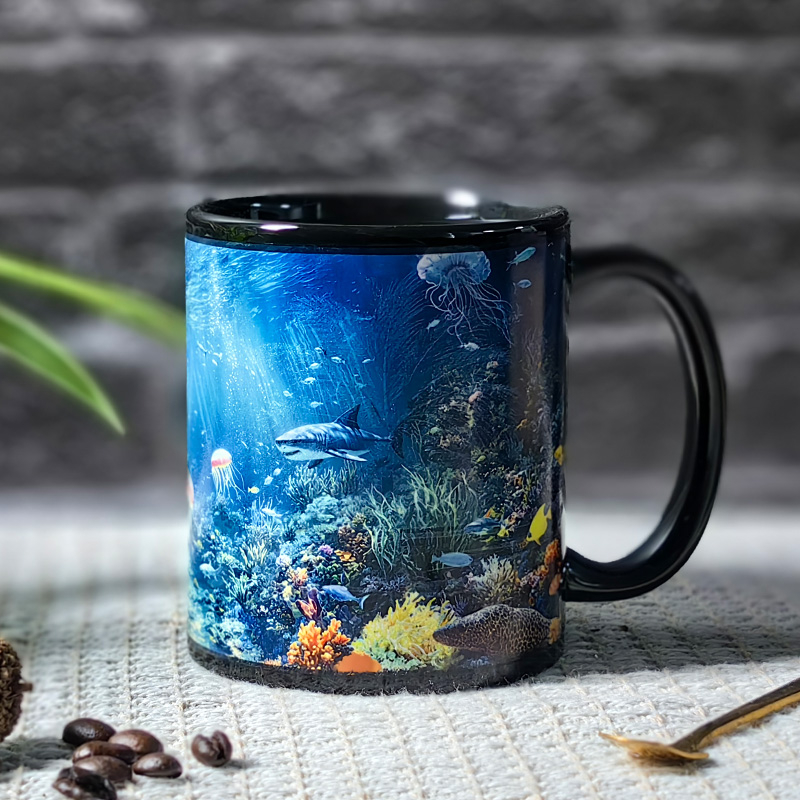  Seaside - Submarine shark，Ocean Color Changing Mug Magic Mug.