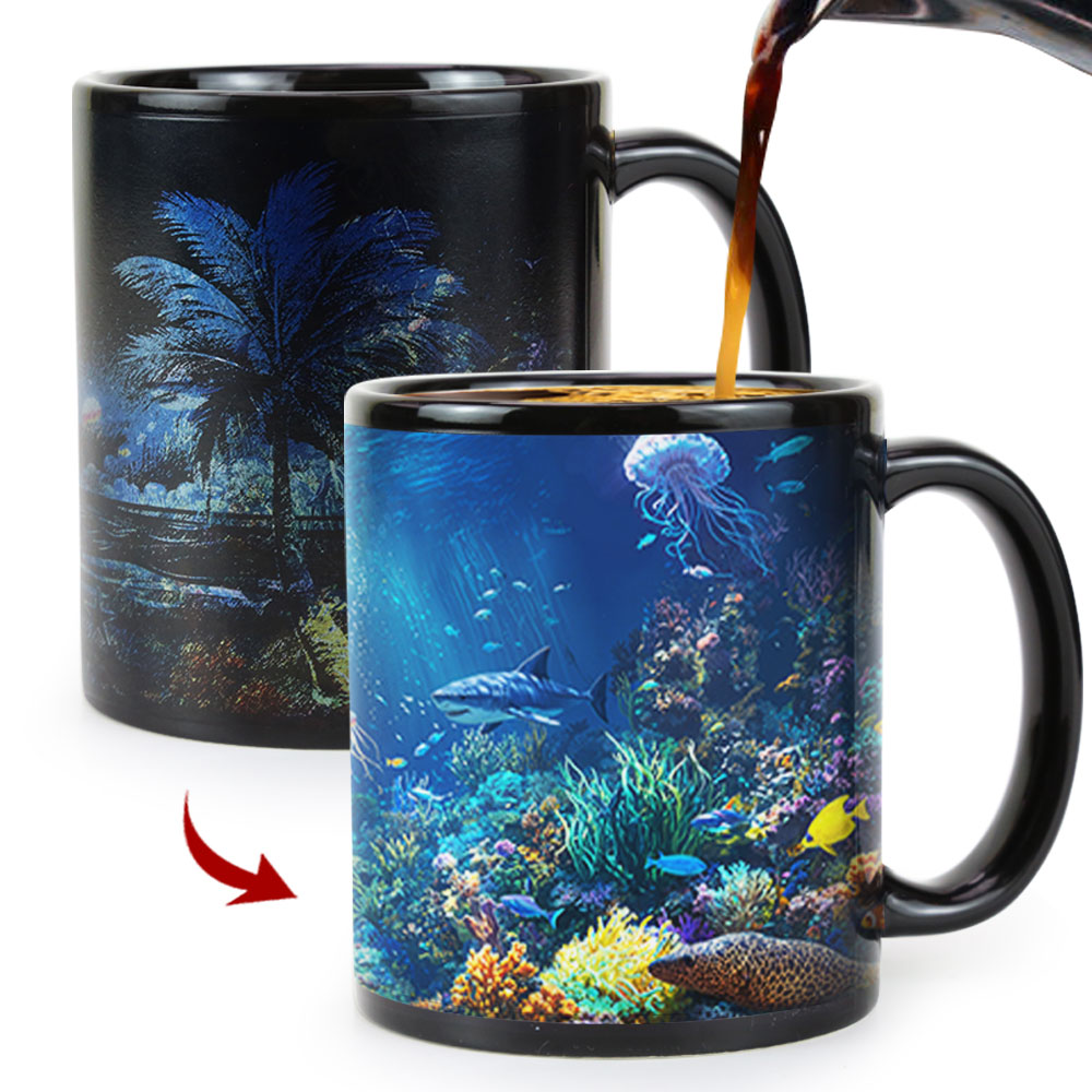  Seaside - Submarine shark，Ocean Color Changing Mug Magic Mug.