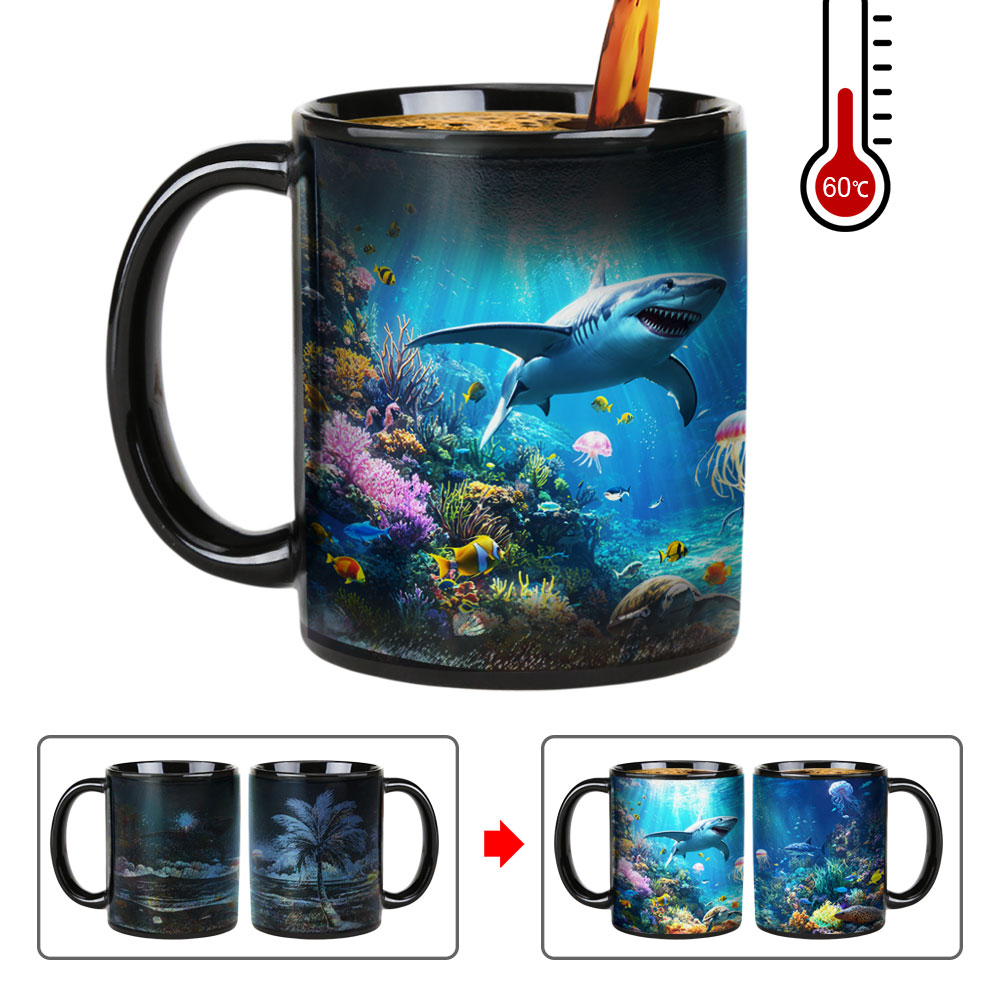  Seaside - Submarine shark，Ocean Color Changing Mug Magic Mug.