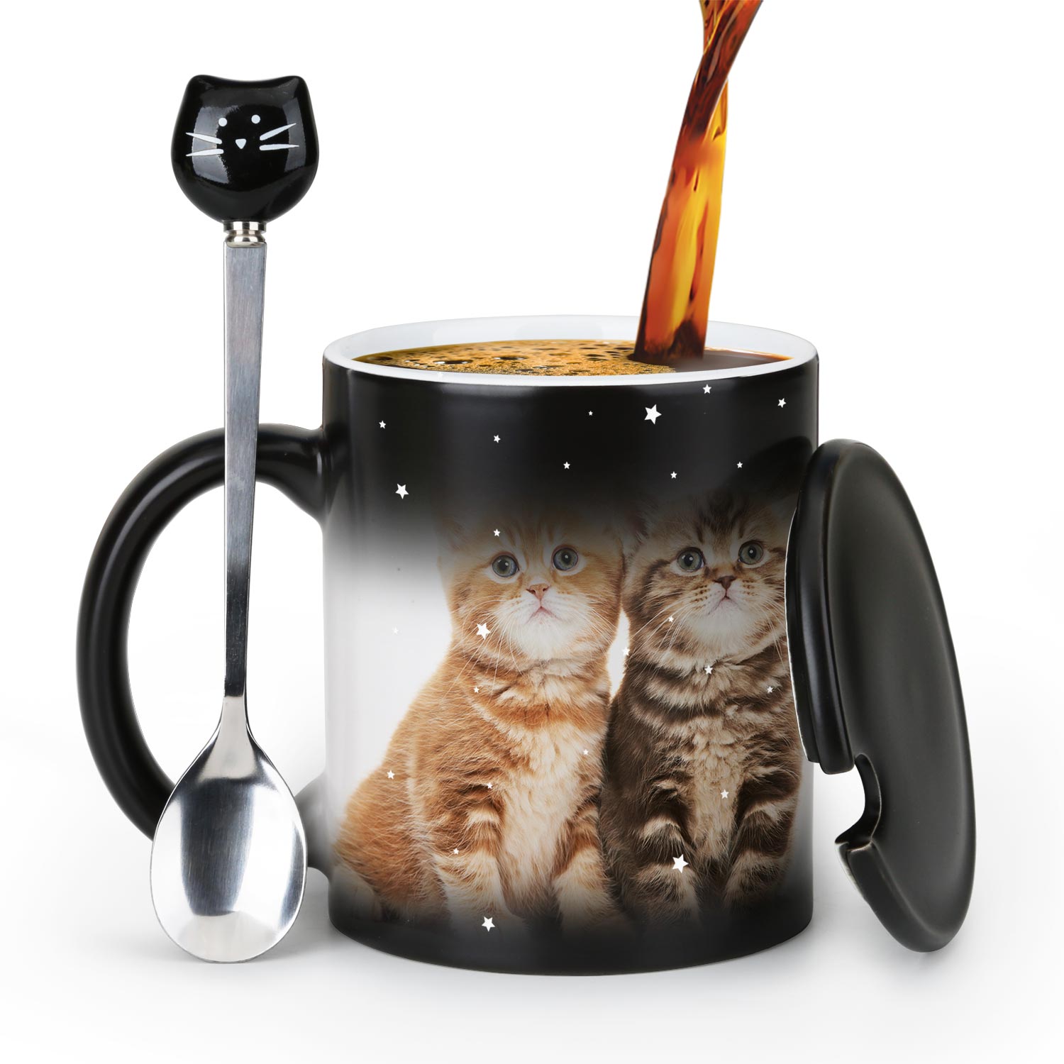 Eat Fish-Cat，animal Color Changing Mug Magic Mug.