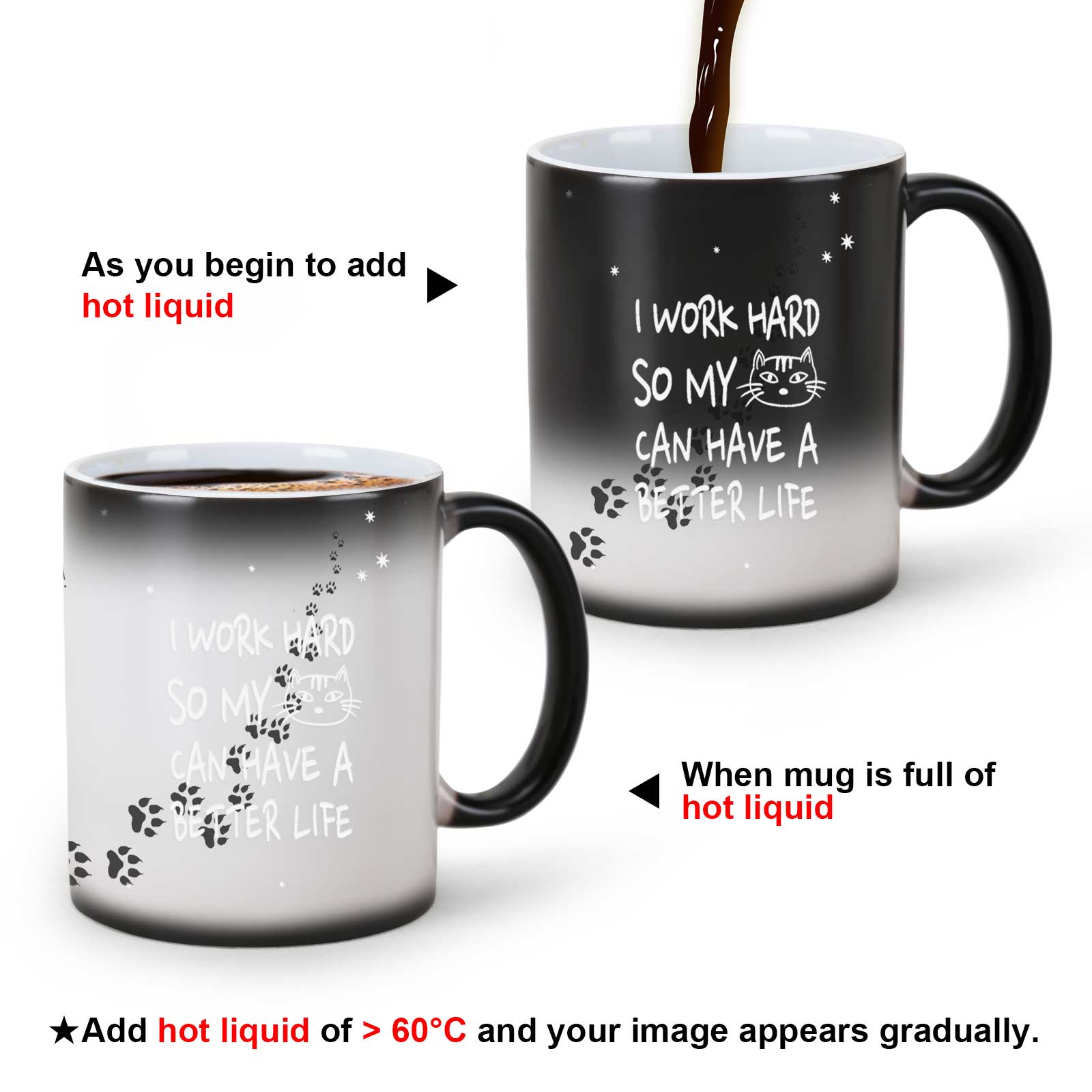 Cute Cat，animal Color Changing Mug Magic Mug.