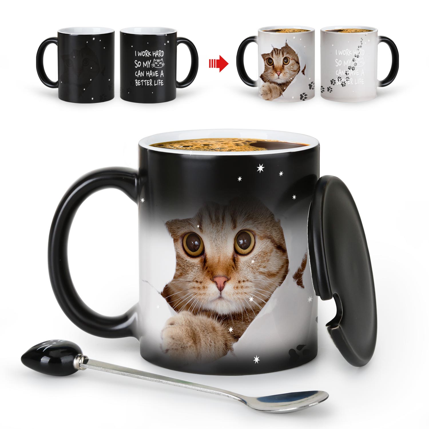 Cute Cat，animal Color Changing Mug Magic Mug.