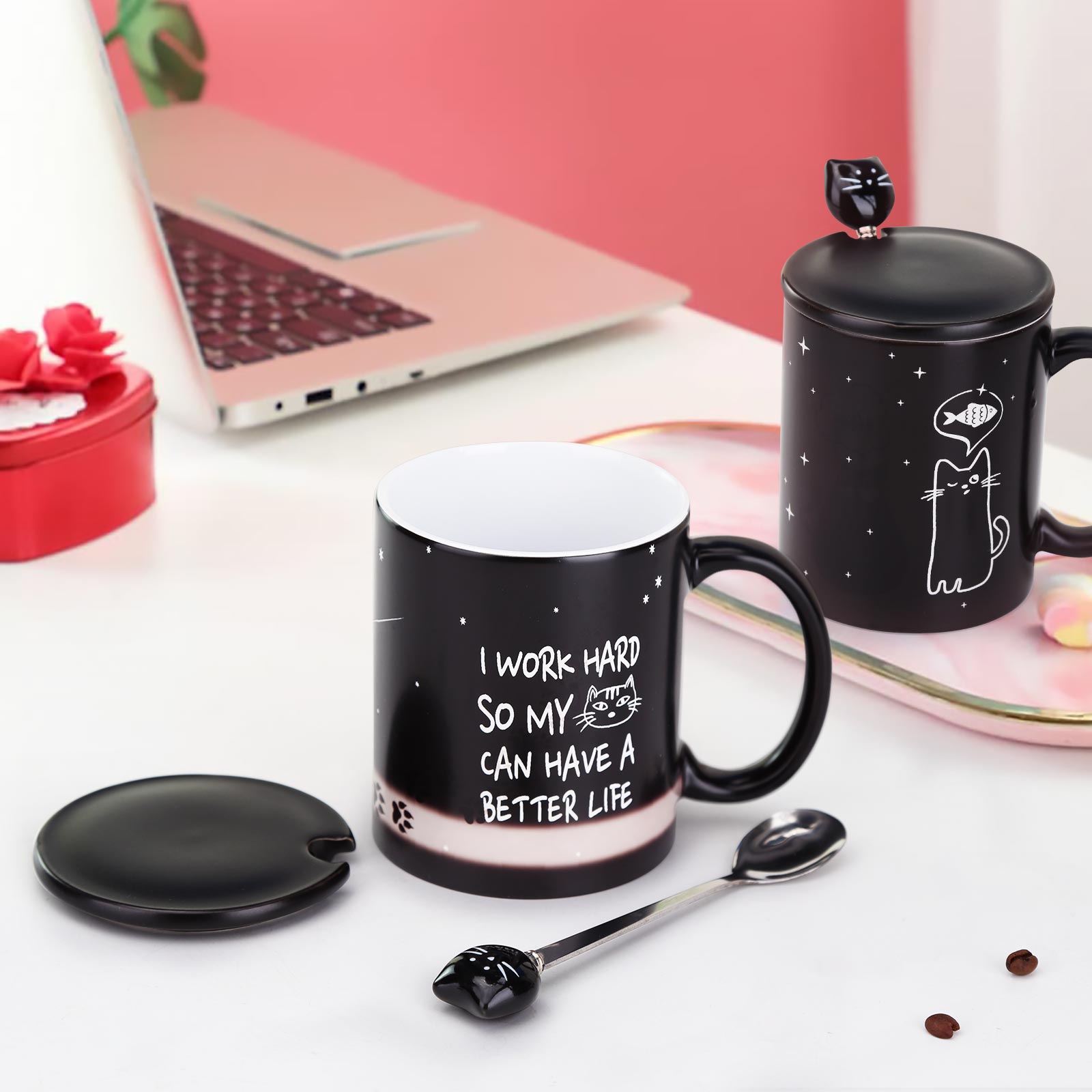 Cute Cat，animal Color Changing Mug Magic Mug.