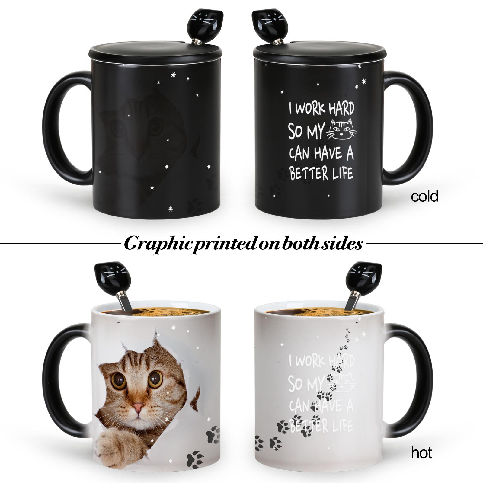 Cute Cat，animal Color Changing Mug Magic Mug.