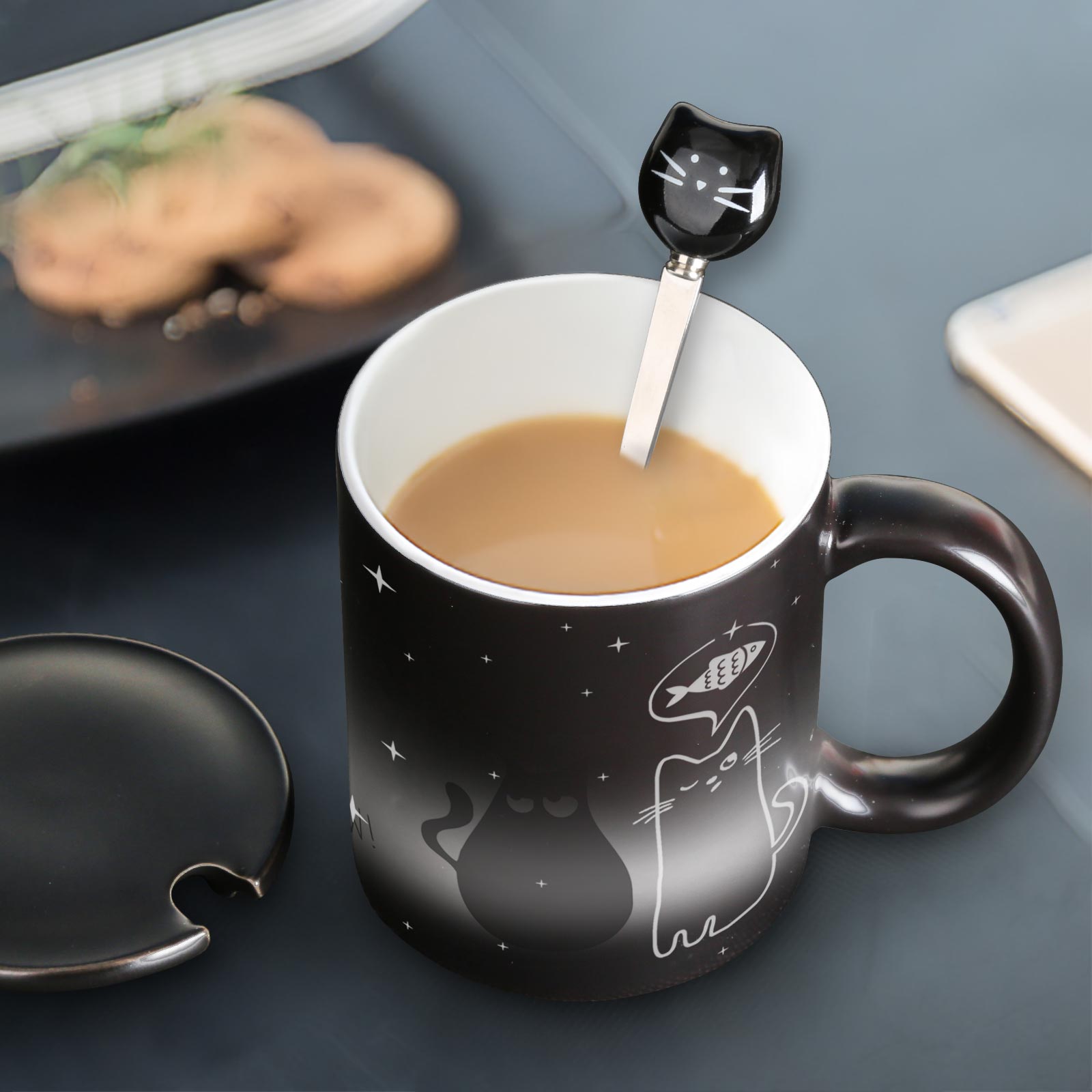 Fat-Thin Cat，animal Color Changing Mug Magic Mug.