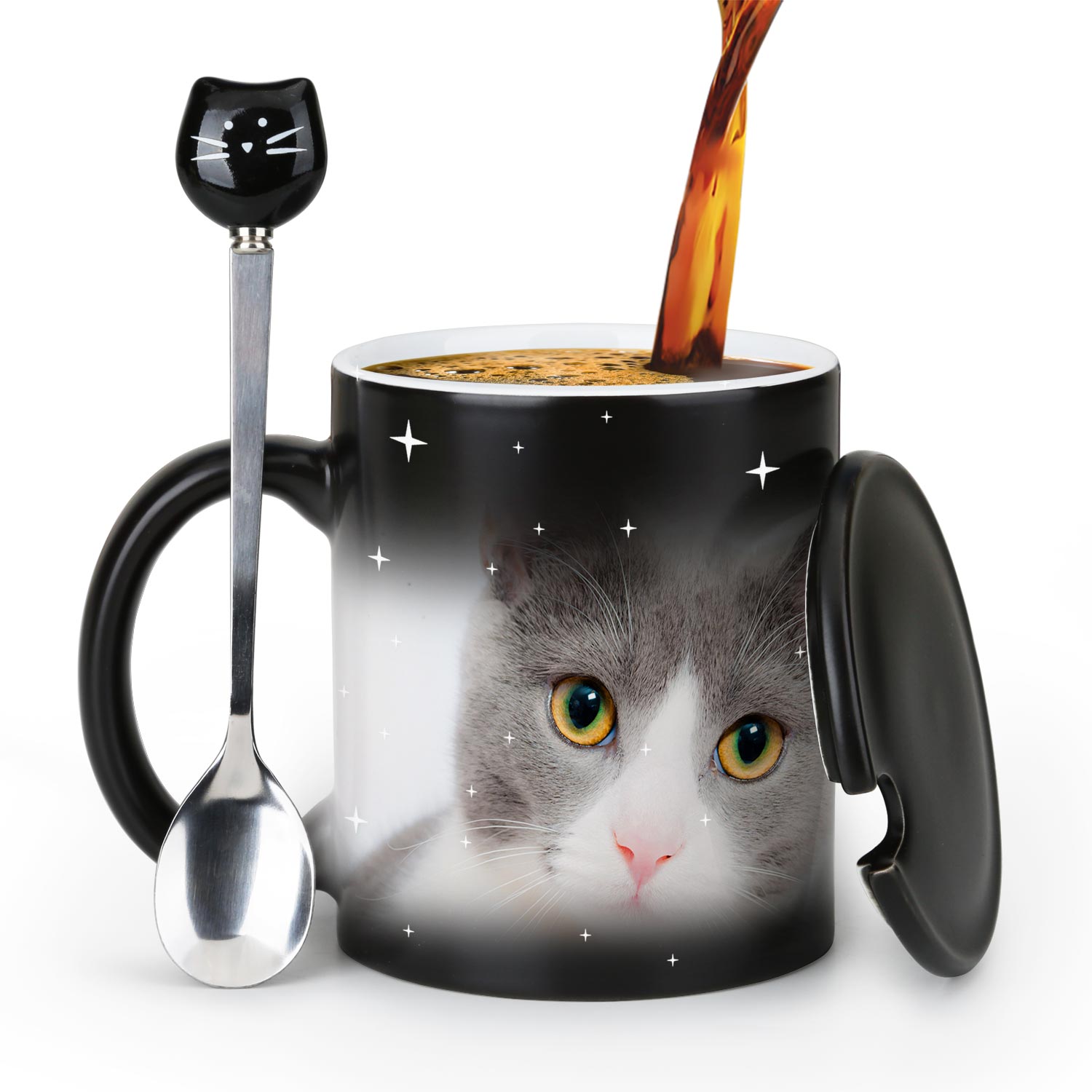 Fat-Thin Cat，animal Color Changing Mug Magic Mug.