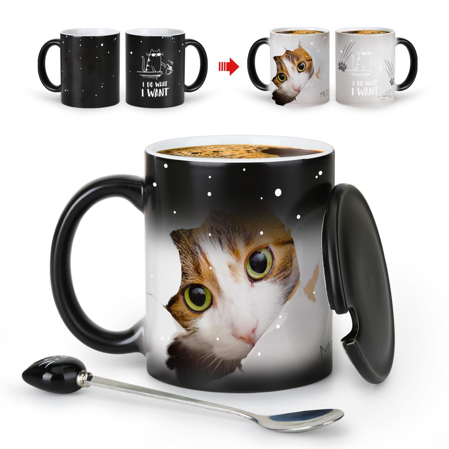 Willful Cat，animal Color Changing Mug Magic Mug.