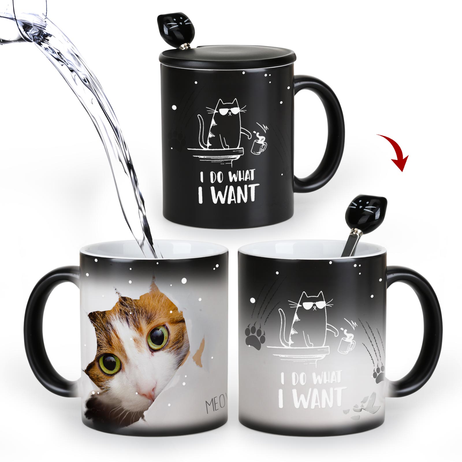 Willful Cat，animal Color Changing Mug Magic Mug.