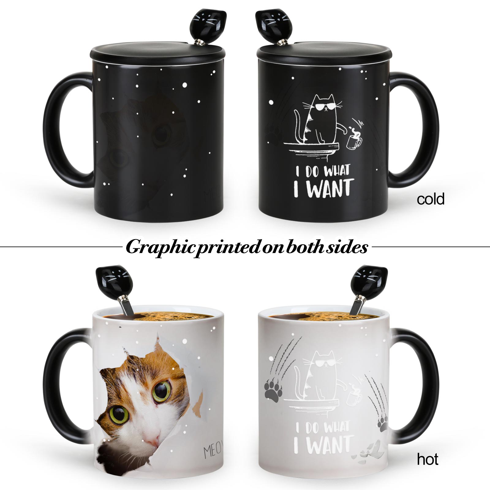Willful Cat，animal Color Changing Mug Magic Mug.