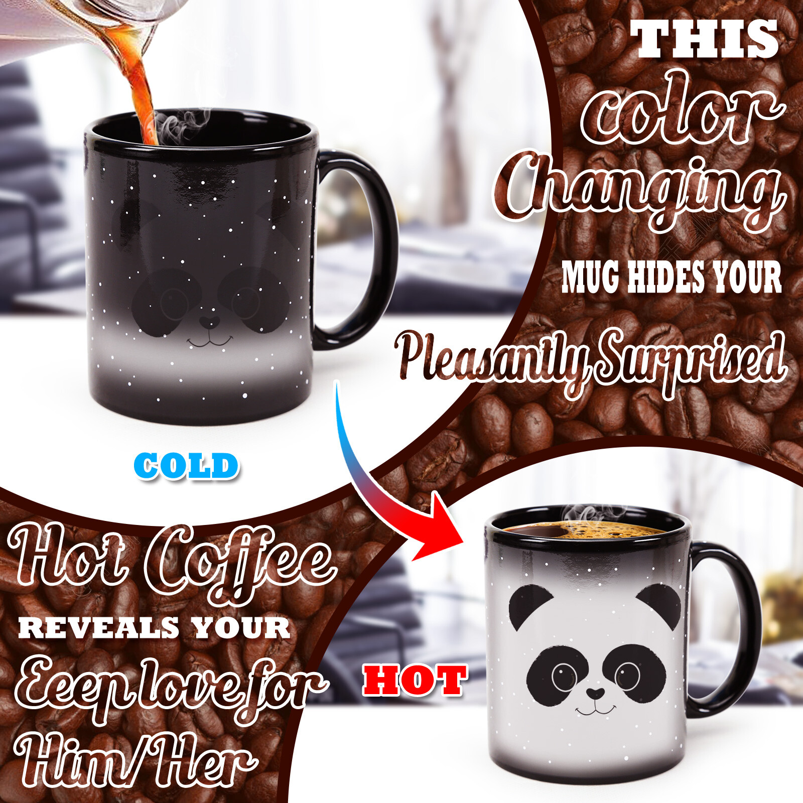 Starry Sky-Panda，animal Color Changing Mug Magic Mug.