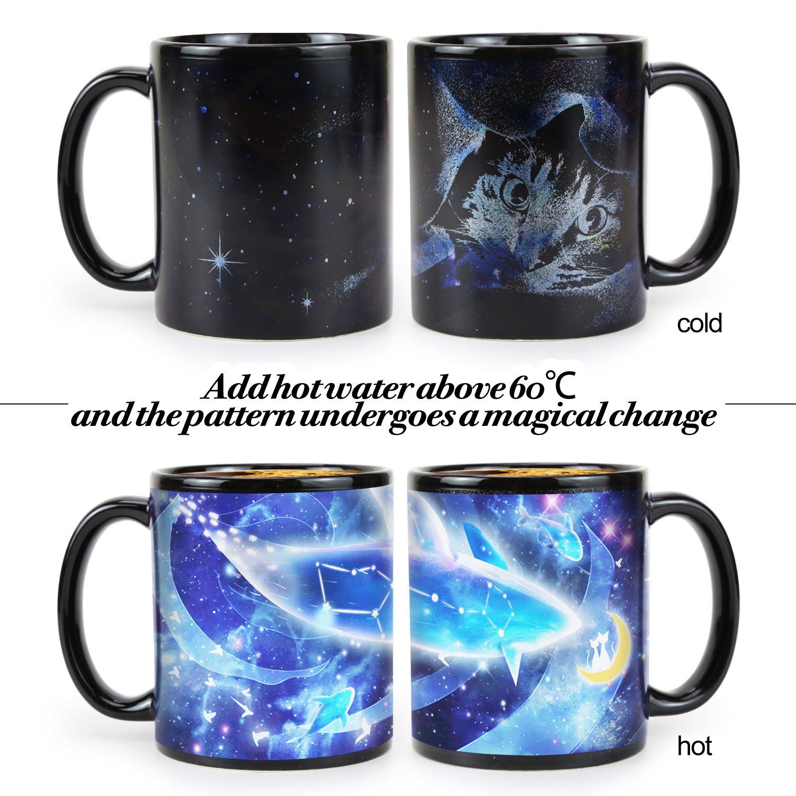 Cat-Starry Fish，animal Color Changing Mug Magic Mug.