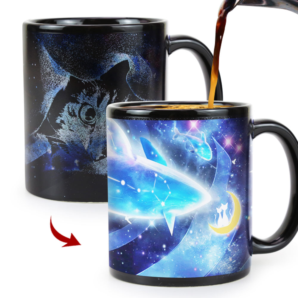 Cat-Starry Fish，animal Color Changing Mug Magic Mug.