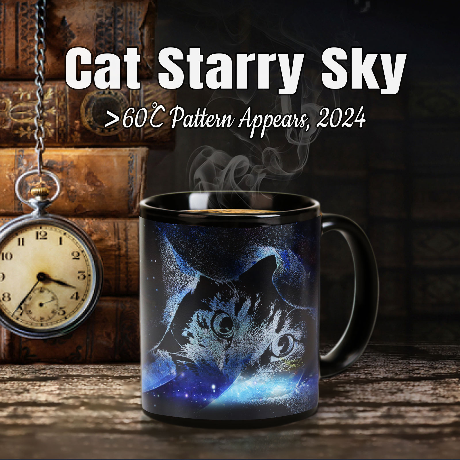 Cat-Starry Fish，animal Color Changing Mug Magic Mug.