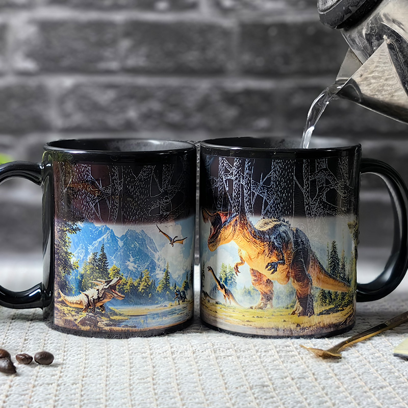 Forest-Dinosaur，animal Color Changing Mug Magic Mug.