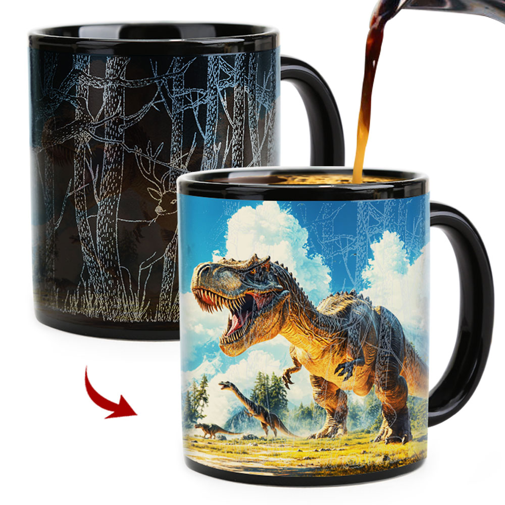 Forest-Dinosaur，animal Color Changing Mug Magic Mug.