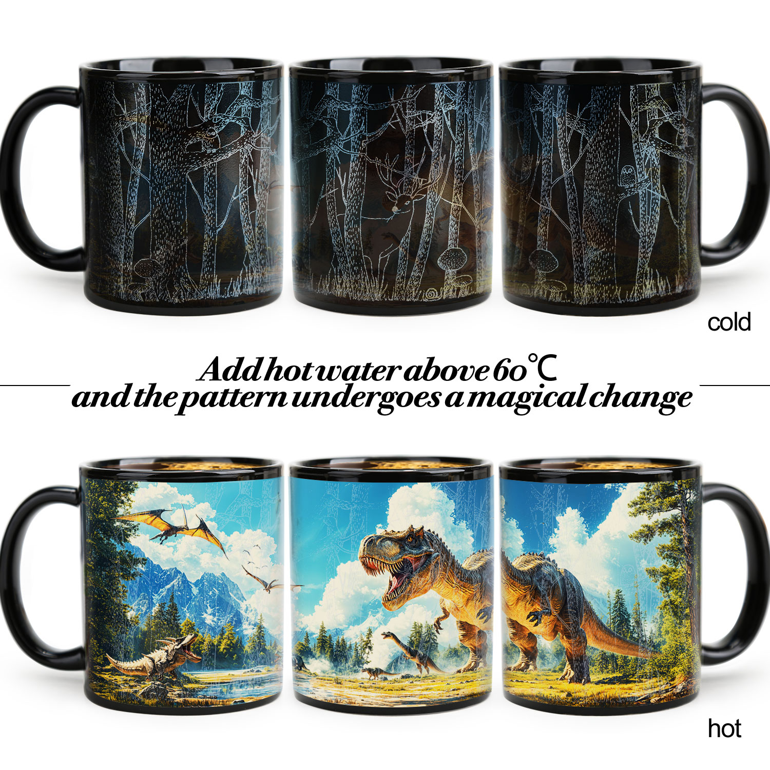 Forest-Dinosaur，animal Color Changing Mug Magic Mug.