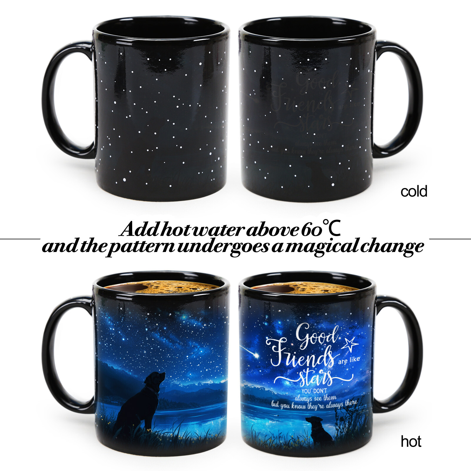 Starry Sky-Good Friend, Color Changing Mug Magic Mug.