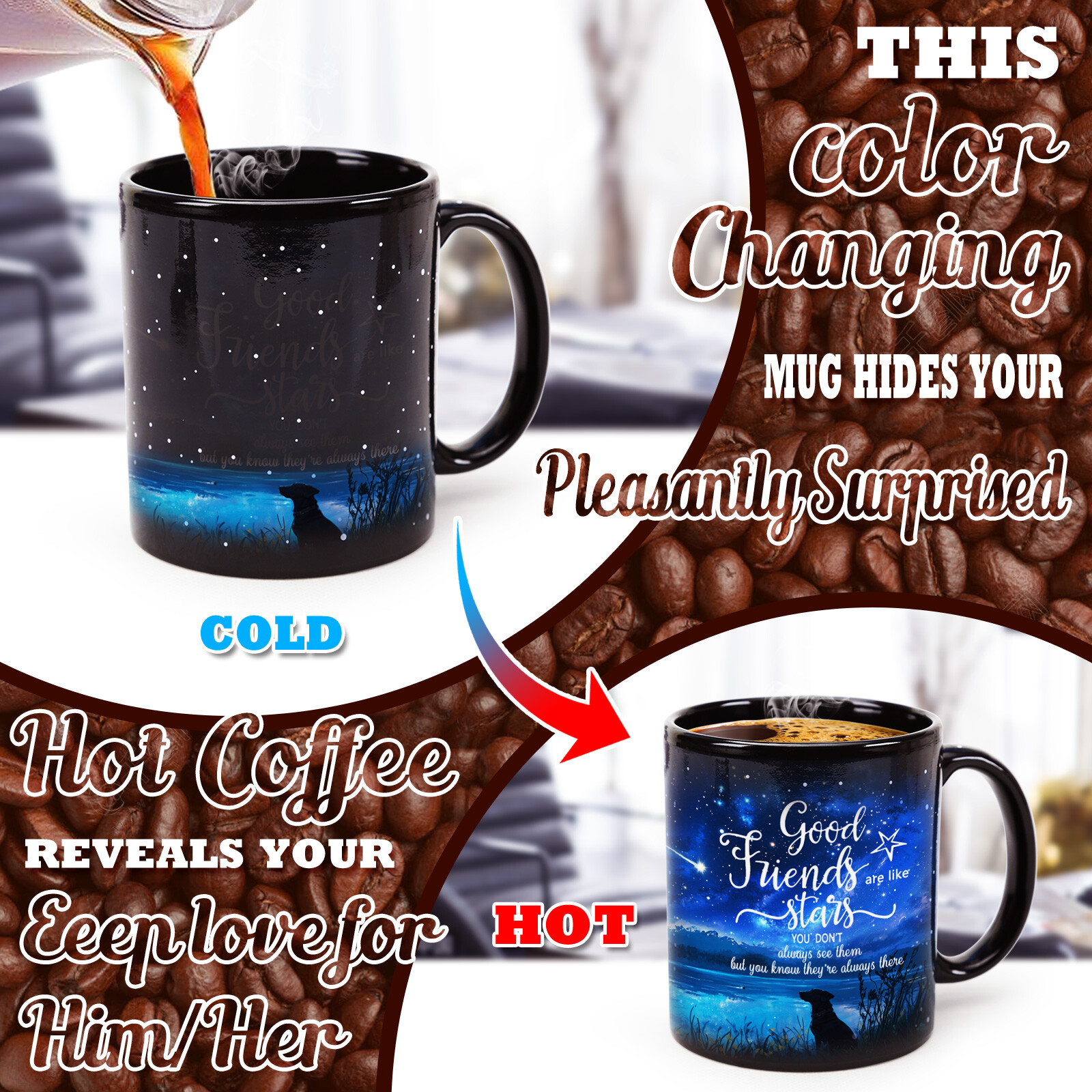 Starry Sky-Good Friend, Color Changing Mug Magic Mug.