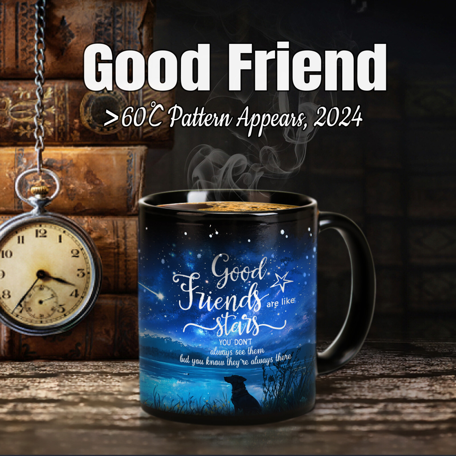 Starry Sky-Good Friend, Color Changing Mug Magic Mug.